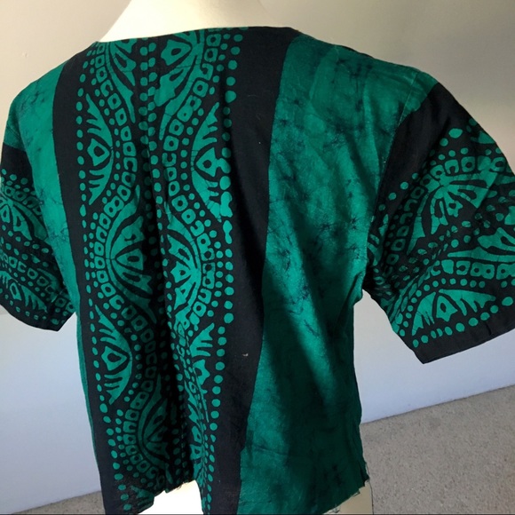 Short Sleeve Tribal Raw Edge Crop (handmade, nwot) - Picture 8 of 10